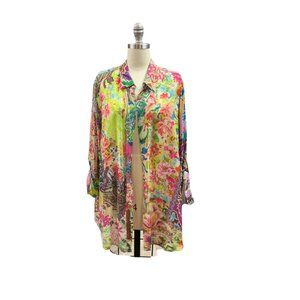 Johnny Was Floral Button Down Shirt